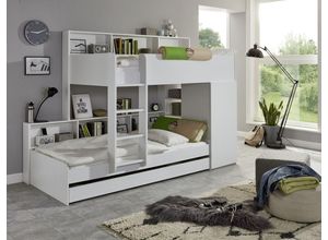 4250468572915 - Etagenbett Sina mit 2 Liegeflächen Kleiderschrank und Regal