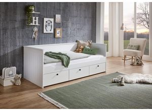 4250468583232 - Funktionsbett eLeona 90x200 cm inkl LR Schaum-Matratze Allergena 3 Schubladen Ausf Weiß