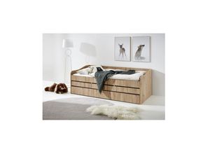 4250468583263 - - Funktionsbett Jill 90x200 inkl Rolllattenrost 3 Schubladen u Bettschublade Spanplatte Eiche Artisan Dekor