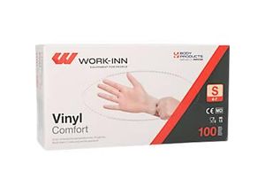 4250478402189 - Einmalhandschuhe WORK-INN Comfort Vinyl puderfrei latexfrei transparent Größe S 100 Stück