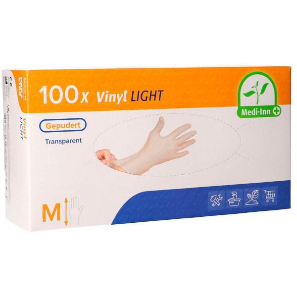 4250478406705 - Einmalhandschuhe Medi-Inn Light 93401 transparent Größe M 8 Vinyl 4250478406705 93401 100 Stück