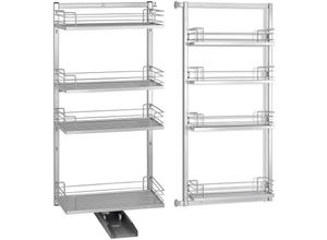 4250496660714 - Kesseböhmer Dispensa Tandem II Auszugsrahmen + Tandem Side Türregal inkl ARENA Classic Einhängetablare silbergrau Höhe 1100 mm für 60er Hochschrank