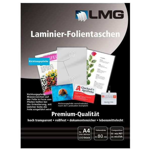 4250504559122 - Laminierfolien glänzend für A4 4250504559122 LMGA4-80-PF 100 Stück