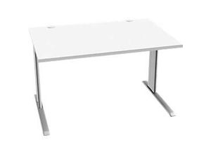 4250510837276 - Pure Schreibtisch PLANOVA BASIC Rechteck C-Fuß B 1200 x T 800 x H 717 mm weiß weißaluminium + Kabelkanal