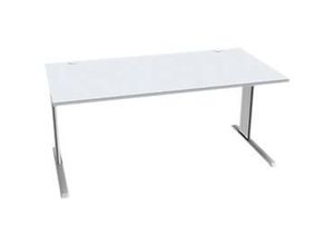 4250510837290 - Pure Schreibtisch PLANOVA BASIC Rechteck C-Fuß B 1600 x T 800 x H 717 mm lichtgrau weißaluminium + Kabelkanal