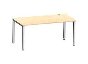 4250510841839 - Schreibtisch MODENA FLEX Rechteck 4-Fuß Quadratrohr B 1600 x T 800 x H 720-820 mm Ahorn weißaluminium