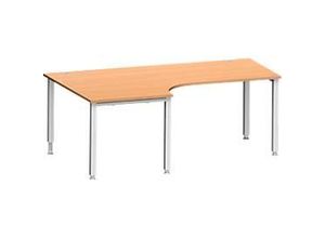 4250510842577 - Genius Winkelschreibtisch MODENA FLEX 90° Ansatz links 4-Fuß-Quadratrohr B 2000 mm buche weiß