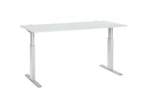 4250510855256 - Select Schreibtisch ERGO-T elektrisch höhenverstellbar Rechteck T-Fuß B 1800 x T 800 x H 725-1185 mm lichtgrau weißaluminium