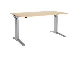 4250510856475 - Genius Schreibtisch PLANOVA ERGOSTYLE elektrisch höhenverstellbar Rechteck C-Fuß B 1600 x T 800 x H 715-1182 mm Ahorn weißaluminium