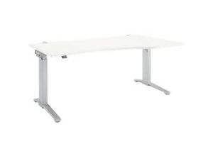 4250510856697 - Genius Schreibtisch PLANOVA ERGOSTYLE elektrisch höhenverstellbar Freiform Ansatz rechts C-Fuß B 1800 mm weiß weißalu