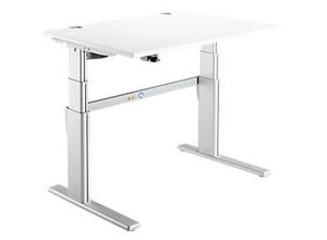 4250510872376 - Schreibtisch Komfort elektrisch höhenverstellbar Rechteck C-Fuß B 1200 x T 800 x H 655-1305 mm weiß weißaluminium RAL 9006