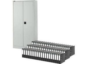 4250510934999 - Pure Universalschrank 5 OH 4 Fachböden abschließbar Stahl lichtgrau RAL 7035 + 60 Select Ordner gratis