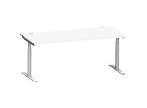 4250510938584 - Genius Schreibtisch MODENA FLEX T-Fuß-Rundrohr B 1800 x T 800 mm weiß weißalu