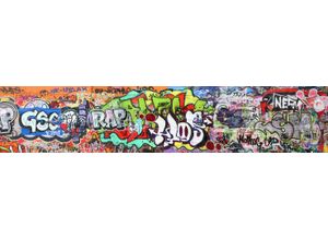 4250517300766 - EXPRESS KÜCHEN Küchenrückwand Graffiti Spritzschutzwände Gr B H 280 cm x 559 cm bunt Küchendekoration