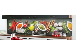 4250517303149 - EXPRESS KÜCHEN Küchenrückwand Gewürze Spritzschutzwände Gr B H 240 cm x 559 cm bunt Küchendekoration