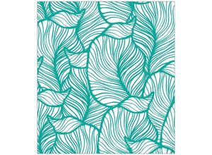 4250522221407 - MYSPOTTI Fensterfolie Look Leaves turquoise Fensterfolien 90 x 100 cm statisch haftend Gr B L 100 cm x 90 cm blau (türkis weiß) Fensterdekoration