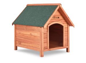 4250525301618 - Hundehütte FSC®-zertifiziertes Massivholz 82x72x85cm Dachluke Spitzdach Garten Hundehaus Tierhaus Wetterfest - Cadoca