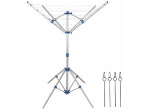 4250525305807 - Wäschespinne Höhenverstellbar Mobil mit 4 Erdspieße Camping Wäscheständer Wäscheleine Wetterfest Leicht Aluminium - Monzana