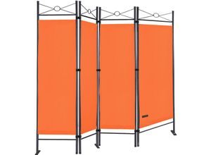 4250525307443 - - Deuba Trennwand Lucca 180x163cm Flexibel Standfuß Blickdicht 30°C Waschbar Stabil Innen Wohnzimmer Paravent Raumtrenner Stellwand orange