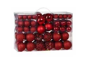 4250525316124 - - casaria® Weihnachtskugeln 100er Set Christbaumkugeln Weihnachtsbaumkugeln Weihnachtsbaumschmuck Christbaumkugeln Weihnachtsdeko rot