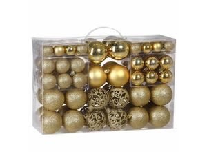 4250525316155 - - casaria® Weihnachtskugeln 100er Set Christbaumkugeln Weihnachtsbaumkugeln Weihnachtsbaumschmuck Christbaumkugeln Weihnachtsdeko gold