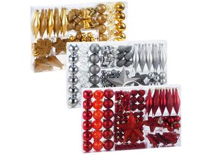 4250525328141 - - casaria® Weihnachtskugeln 102er Set Christbaumkugeln Weihnachtsbaumkugeln Weihnachtsbaumschmuck rot