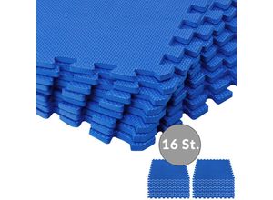 4250525338393 - Puzzlematte 16er Set 45x45cm Fitness Rutschfest Wärmeisolierend EVA-Schaumstoff Erweiterbar Bodenschutzmatte Kinder Unterlage Blau - Monzana