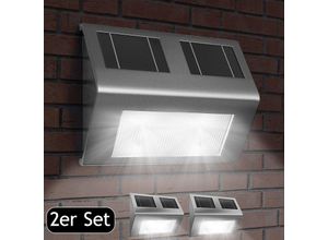 4250525341812 - - monzana® led Solarlampe Außen 2er Set Wasserdicht IP65 Edelstahl Dämmerungssensor Wandleuchte Solarleuchte Außenbeleuchtung