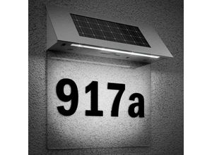 4250525348156 - MONZANA® LED Solar Hausnummer Edelstahl Dämmerungssensor mit Nummern Buchstaben Akku Hausnummernschild Hausnummernleuchte Solar Hausnummer transparent