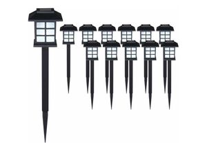 4250525355772 - - monzana® led Solarlampe Außen Wetterfest IP44 Erdspieß Solar Garten Laterne Schwarz Solarleuchte Balkon 12er Set