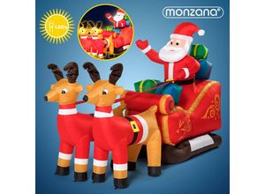 4250525359640 - MONZANA® Aufblasbarer Weihnachtsmann mit Schlitten LED Beleuchtet Groß Rentiere IP44 Außen Weihnachten Santa Weihnachtsdeko Weihnachtsfigur Nikolaus