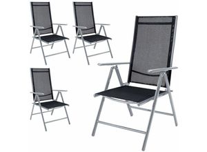 4250525360097 - CASARIA® Gartenstuhl 4er Set Klappbar Aluminium Wetterfest 8- Fach Verstellbar 120kg Belastbar Outdoor Balkon Camping Hochlehner Klappstuhl Stuhl