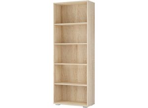 4250525360608 - Kommode mit 2 Türen Holz Modern höhenverstellbarer Einlegeboden Schlafzimmer Büro Flur Mehrzweckschrank Aktenschrank Schrank 5 Fächer Eiche - Casaria