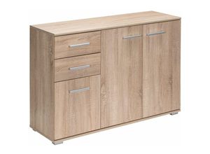 4250525360639 - CASARIA® Kommode mit 3 Türen 2 Schubladen 107x75x35cm Holz Modern spiegelbarer Aufbau Schlafzimmer Büro Flur Mehrzweckschrank Aktenschrank Schrank