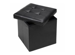 4250525362831 - Hocker mit Stauraum Faltbar Deckel Gepolstert 40x40cm Klein Schlafzimmer Wohnzimmer Flur Sitzhocker Fußhocker Polsterhocker m - schwarz - Casaria