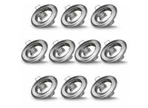 4250525367003 - 10x led Einbaurahmen inkl GU10 Keramikfassungen Einbaustrahler Einbauleuchte 10er Set glänzend silber - Deuba