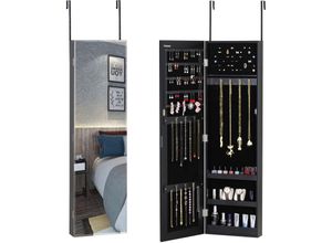 4250525369274 - Schmuckschrank Schmuckständer hängend für Tür- & Wandmontage mit   ohne led schwarz - Casaria