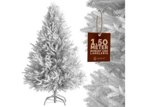 4250525371246 - Weihnachtsbaum Künstlich 140cm 150cm 180cm 240cm Metallständer Weihnachten Weihnachtsdeko Tannenbaum Christbaum pvc pe Grün Weiß Weiß 150cm - Casaria