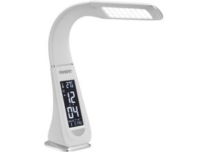 4250525371482 - Monzana - led Schreibtischlampe Display Kalender Uhr Wecker Thermometer Dimmbar Nachttischlampe Tischlampe Tischleuchte Schreibtischleuchte weiß