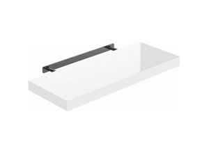 4250525371871 - Wandregal Freischwebend inkl Halterung mdf 15kg Tragkraft 38cm Stärke Wand Flur Board Regal Bücherregal Hängeregal Küchenregal 70cm Hochglanz weiß