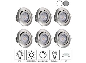 4250525373271 - Monzana - Einbaustrahler 6er Set led Flach 68mm Dimmbar Schwenkbar Warmweiß 3000K Rund 230V Spots Deckenspots Einbauleuchten Deckenstrahler Lampe