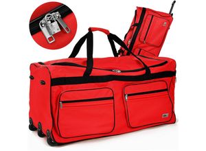 4250525381894 - Deuba XXL Reisetasche + Trolleyfunktion Rot