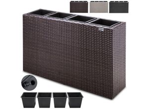 4250525390735 - Casaria Blumenkasten Polyrattan 4er 95 x 60 x 27cm braun