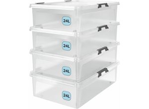 4250525392678 - Aufbewahrungsbox transparent Stapelbox Ordnungsbox 30L 60L Deckel aufklappbar stapelbar Rollen bpa frei lebensmittelecht Box 4x 30L - Deuba