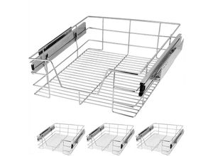 4250525396072 - Küchenschublade 30 40 50 60cm Vollauszug 25kg Belastbar Montagematerial Verchromt Küche Kleiderschrank Teleskopschublade verschiedene Sets 50cm4er