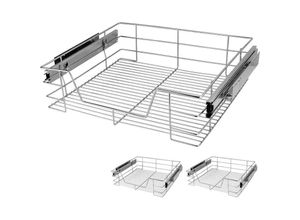 4250525396089 - Küchenschublade 30 40 50 60cm Vollauszug 25kg Belastbar Montagematerial Verchromt Küche Kleiderschrank Teleskopschublade verschiedene Sets 60cm3er