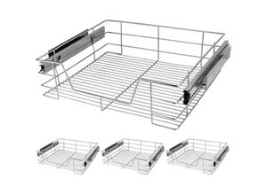 4250525396096 - Küchenschublade 30 40 50 60cm Vollauszug 25kg Belastbar Montagematerial Verchromt Küche Kleiderschrank Teleskopschublade verschiedene Sets 60cm4er