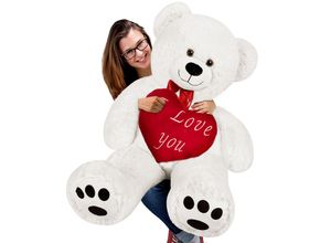 4250525397659 - Deuba® Herzkissen Ich liebe Dich 26 cm + Teddy Weiß XL