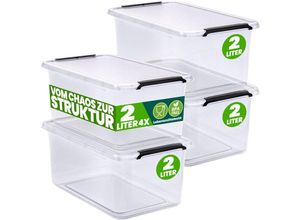 4250525399288 - Aufbewahrungsbox mit Deckel 2L und 5L Box Kunststoff Kisten lebensmittelecht bpa frei klein Klickverschluss transparent stapelbar Küche Schlafzimmer