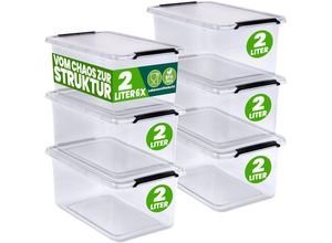 4250525399295 - Aufbewahrungsbox mit Deckel 2L und 5L Box Kunststoff Kisten lebensmittelecht bpa frei klein Klickverschluss transparent stapelbar Küche Schlafzimmer